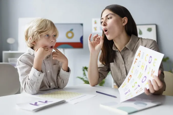 Woman Doing Speech Therapy With Little Blonde Boy 1 X - Certified ADHD Coach study guide