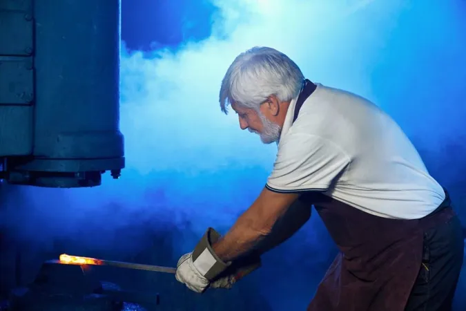 Aged Man Holding Heated Steel Press Machine X - Certified Crematory Operator study guide