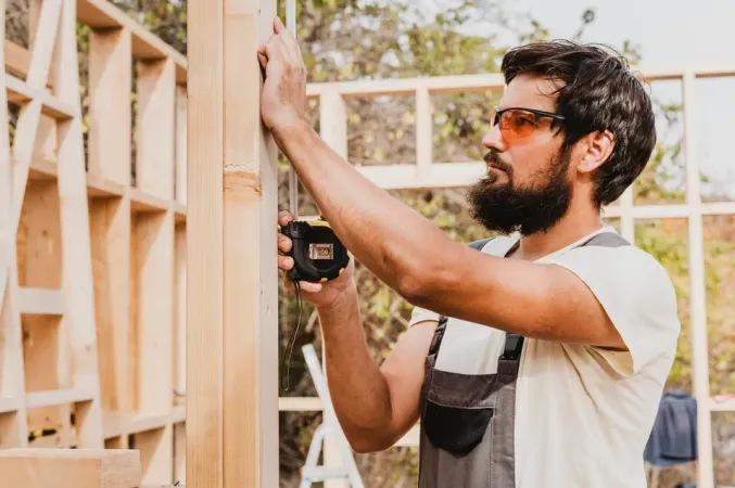 Onlinejsonformatter. Carpenter Man Using Tape Measure 23 Large - Certified Fence Installer study guide