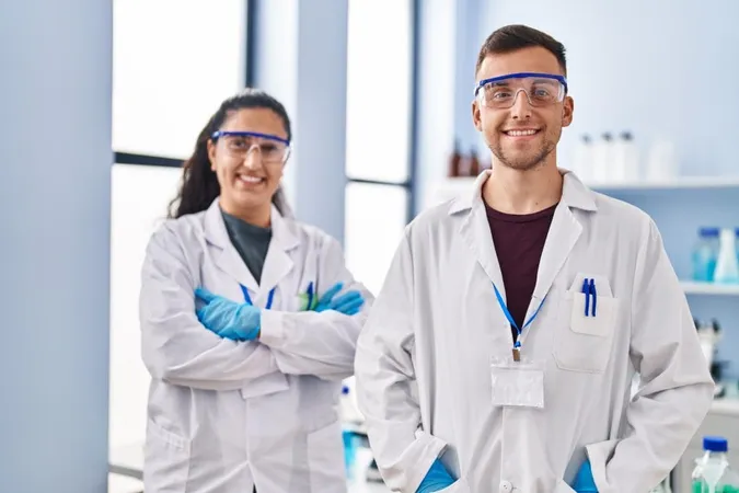 Man Woman Wearing Scientist Uniform Standing With Arms Crossed Gesture Laboratory X - Certified Professional Chemist study guide