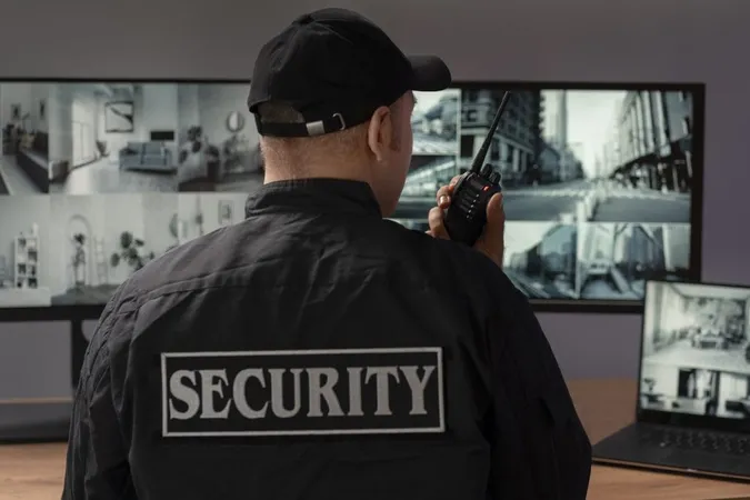 Portrait Male Security Guard With Radio Station Camera Screens 1 X - Certified Surveillance Professional study guide
