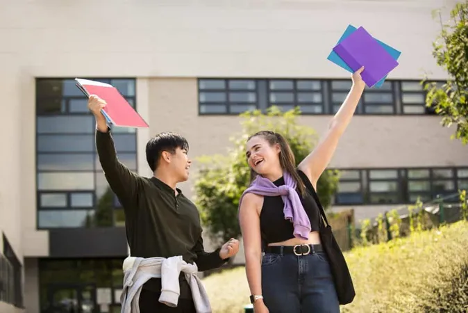 College Students Cramming Outdoor X - Higher School Certificate test study guide
