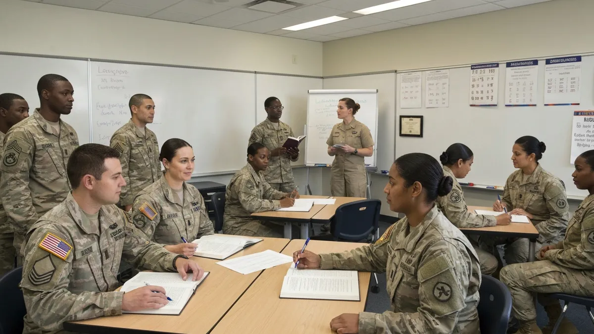 DLI language training center placement chart showing ALCPT score thresholds