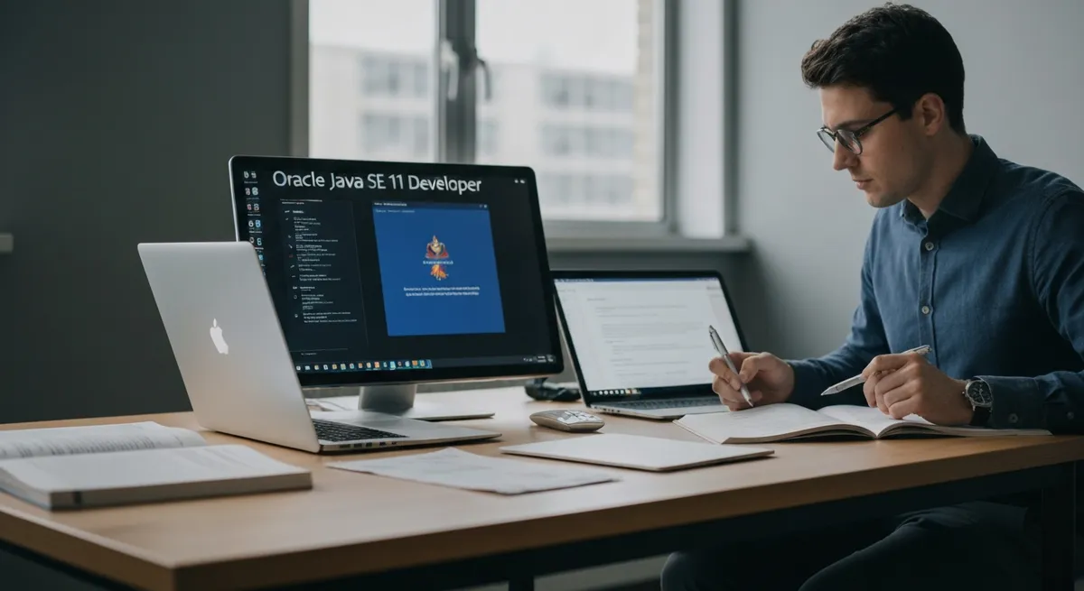 Midsection Software Developers Working Office - Oracle Java SE 11 Developer study guide