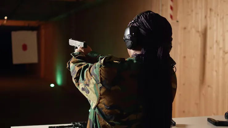 Happy Person Shooting Gallery Training With Handgun - Act 235 Lethal Weapons Training Certification study guide