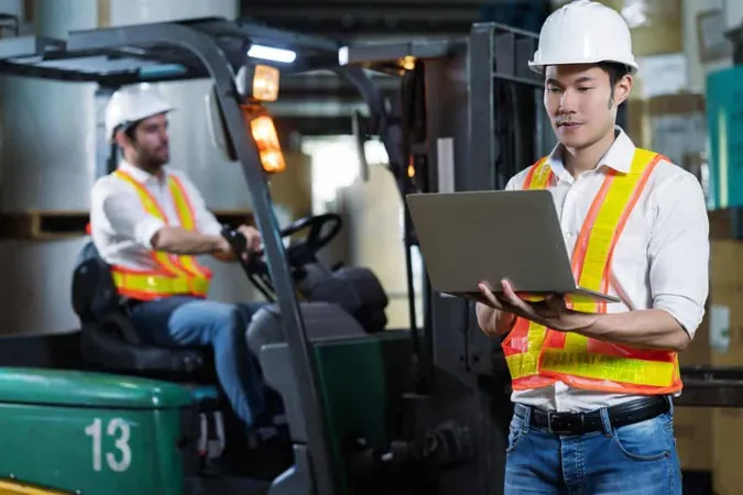 Engineer Staff Male Warehouse Worker Hard Hat Working Walking Through Logistics Center Warehouse Factory Construction Site Logistics Architect Forklife Drive X - Authorized Economic Operator Certification study guide