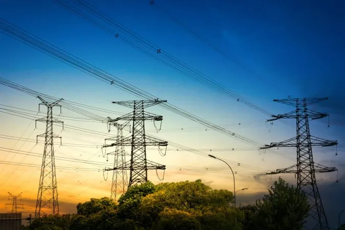 Sun Setting Silhouette Electricity Pylons X - American Electric Power study guide