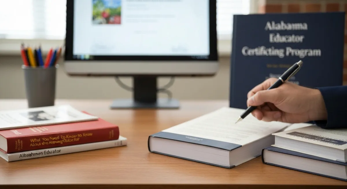 Pretty Teacher Smiling Camera With Her Class - Alabama Educator Certification Testing Program study guide