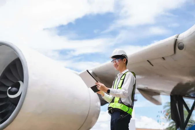 Male Engineer White Hardhat Standing Holding Tablet Working Aircraft Maintenance Mechanics Moving Through Hangar X - Aircraft Maintenance Engineer study guide
