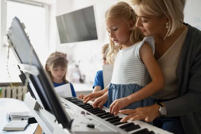 Side View Teacher Helping Kid Learn 1 X - Australian Music Examinations Board Grade 2 Theory study guide