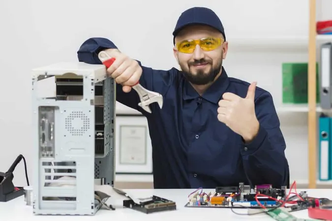 Front View Man Troubleshooting Computer X - ASUS Certified study guide