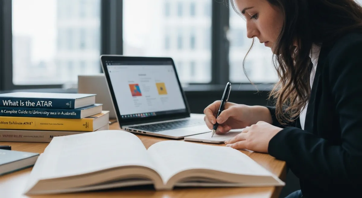 Woman Holds Flag Front Field - Australian Tertiary Admission Rank study guide