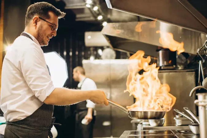 Man Chef Frying Meat Pan Fire X - Certified Culinarian study guide