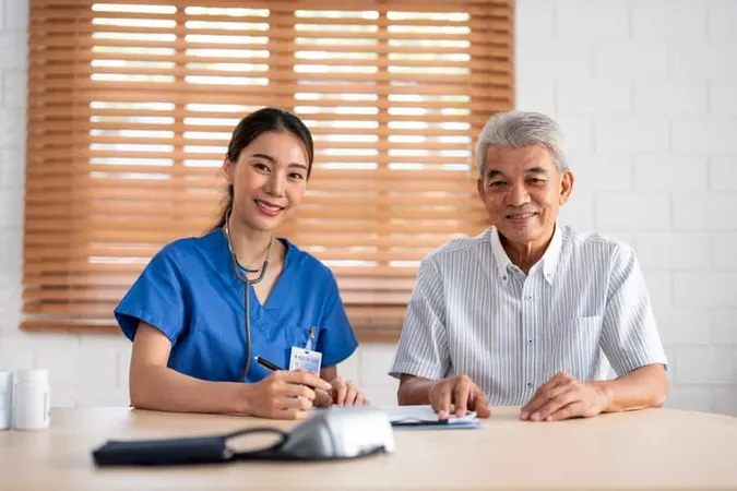 Portrait Asian Beautiful Caregiver Take Care Senior Man House Attractive Specialist Carer Women Support Elderly Older Mature Grandparent Nursing Home Care Smiling Looking Camera X - Certified Care Management Professional study guide