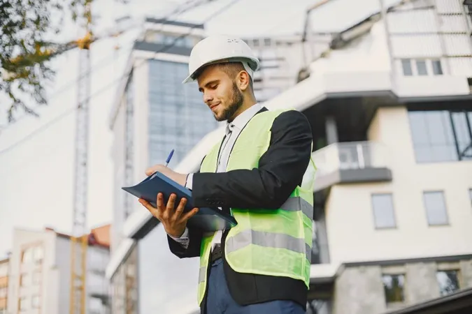 Man Builder Uniform Holding Older Looking Building Plan X - Certified Construction Specifier study guide