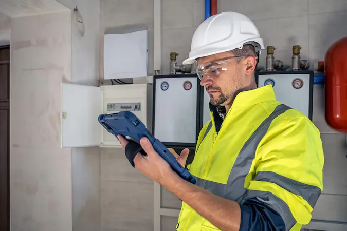 Electrical Technician Looking Focused While Working Switchboard With Fuses - Certified Calibration Technician study guide