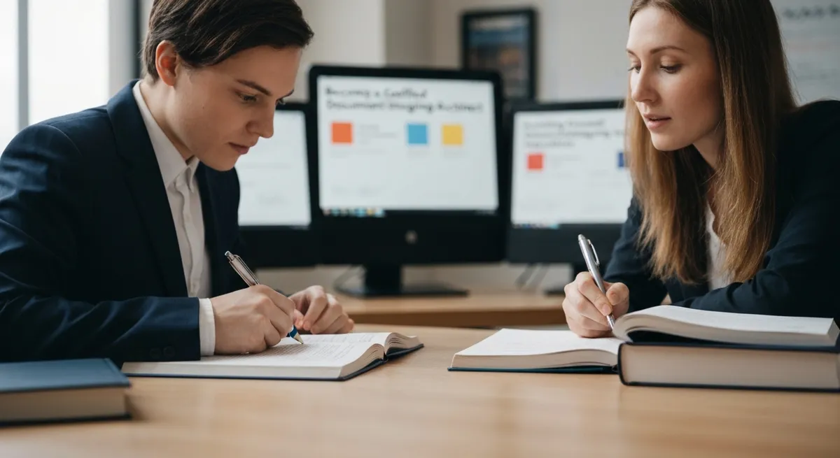 Women Work Office Using Printer 1 - Certified Document Imaging Architect study guide