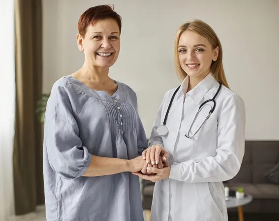 Smiley Covid Recovery Center Female Doctor Holding Elder Patient S Hands X - Certified Dementia Practitioner study guide
