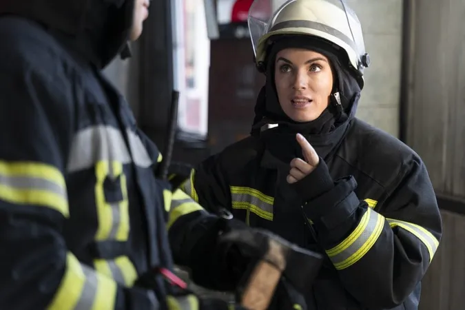 Male Female Firefighters Working Together Suits Helmets X - Certified Fire Investigator study guide