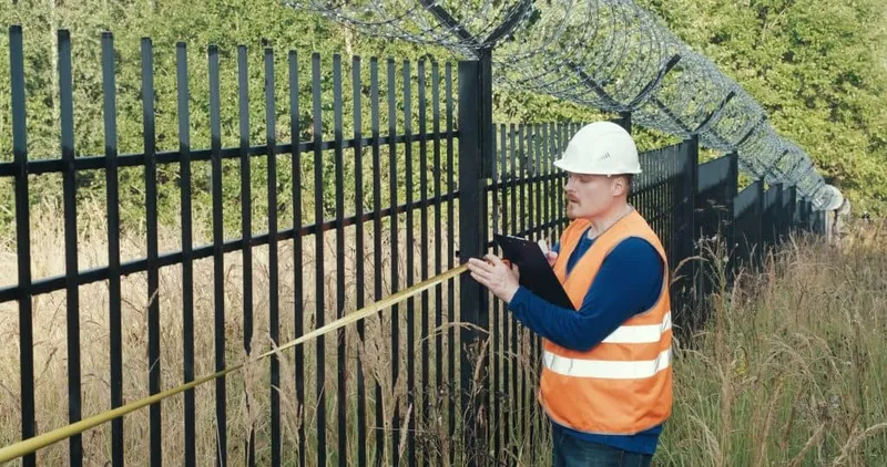 Rear View Man Standing Against Fence X - Certified Fence Professional study guide