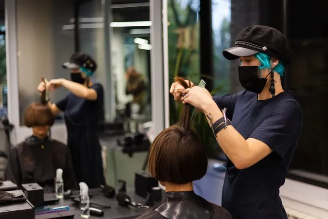 Professional Girl Hairdresser Makes Client Haircut Girl Is Sitting Mask Beauty Salon X - Certified Hair Stylist study guide