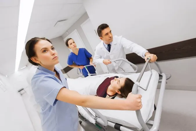 Profession People Health Care Reanimation Medicine Concept Group Medics Doctors Carrying Woman Patient Hospital Gurney Emergency X - Certified Healthcare Transporters study guide