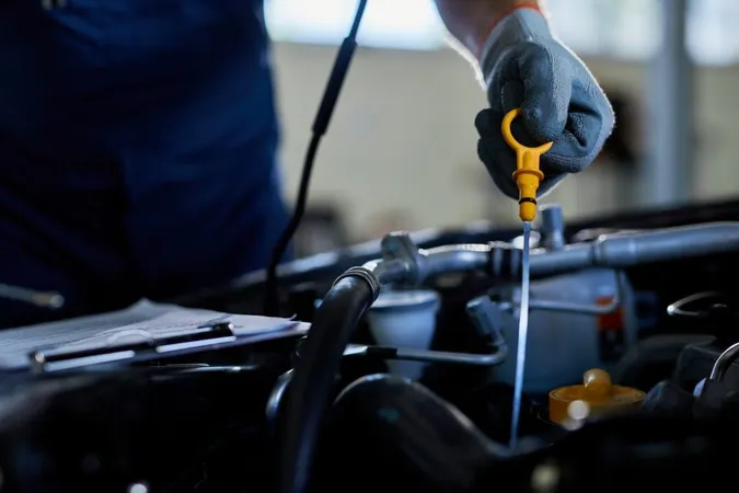 Closeup Auto Repairman Checking Car Oil Workshop X - Certified Lubrication Specialist study guide