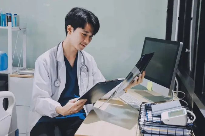 Positive Doctor Working Laptop Medical Office Portrait 1 X - Certified Medical Coder study guide