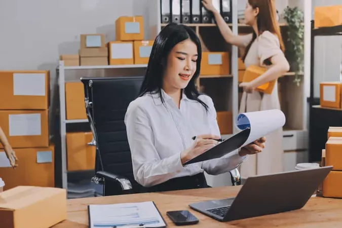 Startup Sme Small Business Entrepreneur Freelance Asian Woman Using Laptop With Box Cheerful Success Asian Woman Her Hand Lifts Up Online Marketing Packaging Box Delivery Sme Idea Concept X - Certified Municipal Clerk study guide