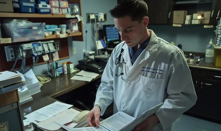 Doctor Reviewing Medical Charts - Certified Medical Records Technician study guide