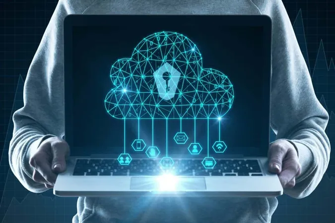 Hands Holding Laptop With Glowing Polygonal Cloud Keyhole Cloud Computing Internet Safety Concept Double Exposure X - CompTIA Cloud+ study guide