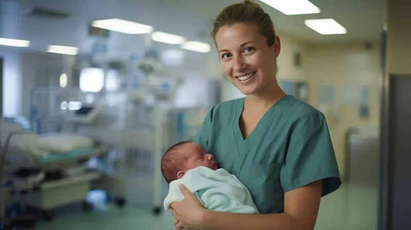 Portrait Working Nurse Holding Newborn Baby X - Certified Professional Midwife study guide