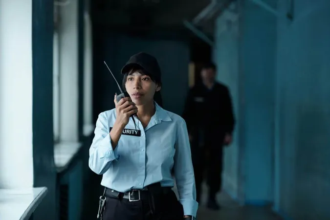 Female Guard Speaking Walkietalkie X - Court Security Specialist Certification study guide
