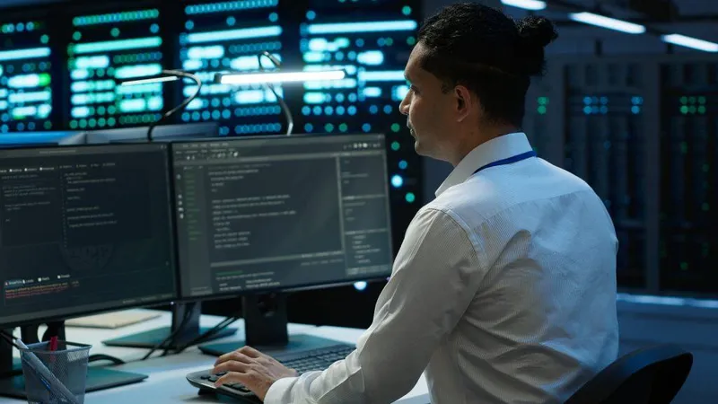Man Server Room Tracking Network Traffic X - Certified System Integrator study guide