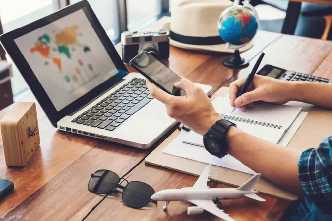 Young Men Planning Vacation Trip Searching Information X - Certified Travel Associate study guide