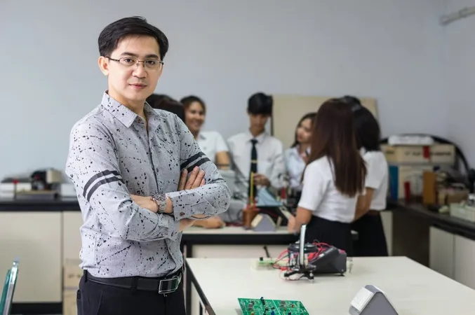 Portrait Asian Teacher Front College Students Laboratory Classroom X - Certified Teacher Career and Technical Education study guide