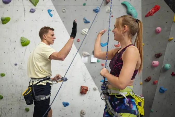 Medium Shot Friends Getting Ready Climb Wall X - Climbing Wall Instructor study guide