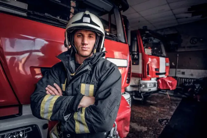 Confident Fireman Wearing Protec - Fire Safety study guide