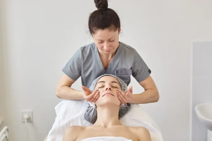 Face Massage People Beauty Spa Healthy Lifestyle Relaxation Concept Close Up Portrait Beautiful Young Woman Lying Couth X - Facial Aesthetics Certification study guide