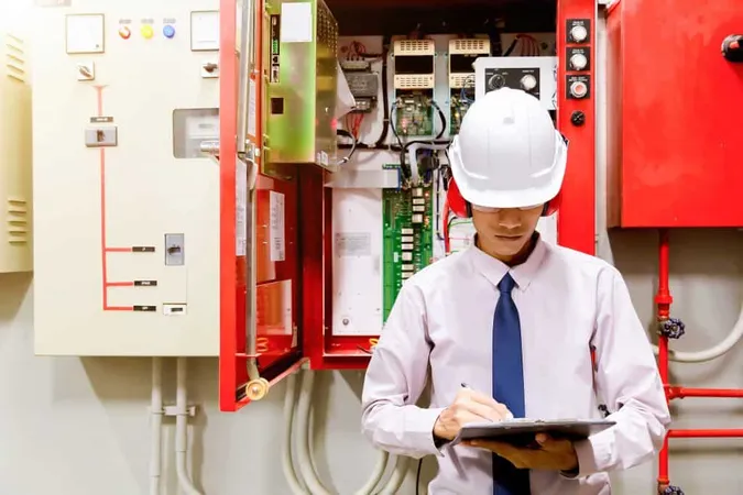 Inspector Examining Machinery Factory X - Fire Protection Engineer Certification study guide