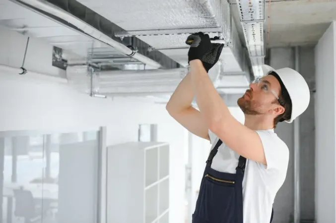 Ventilation System Installation Repair Service Hvac Technician Work Banner Copy Space X - Fire and Smoke Damper Certification study guide