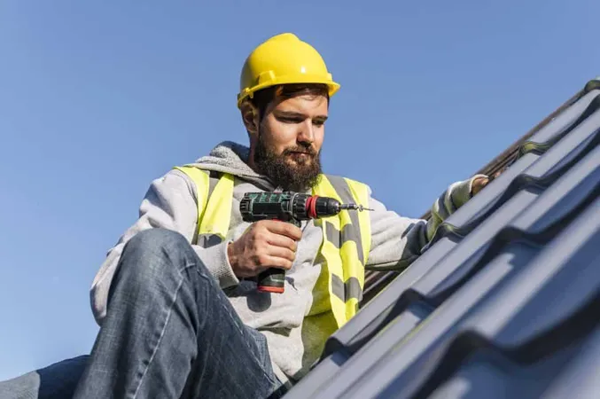 Man Working Roof Front View 1 X - GAF Certified Roofing Contractors study guide