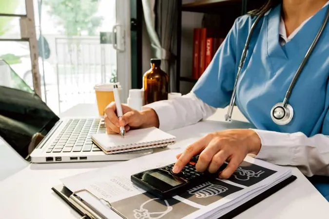 Double Exposure Technology Healthcare Medicine Concept Two Doctors Using Digital Tablet Modern Virtual Screen Interface Icons Panoramic Banner Blurred Background 1 X - Healthcare Accounting Certification study guide