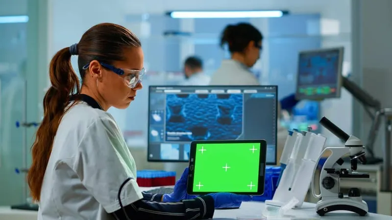 Medical Research Scientist Working Tablet With Green Screen Mock Up Template Applied Science Lab Engineers Conducting Experiments Background Examining Vaccine Evolution Using High Tech X - Healthcare Analyst Certification study guide
