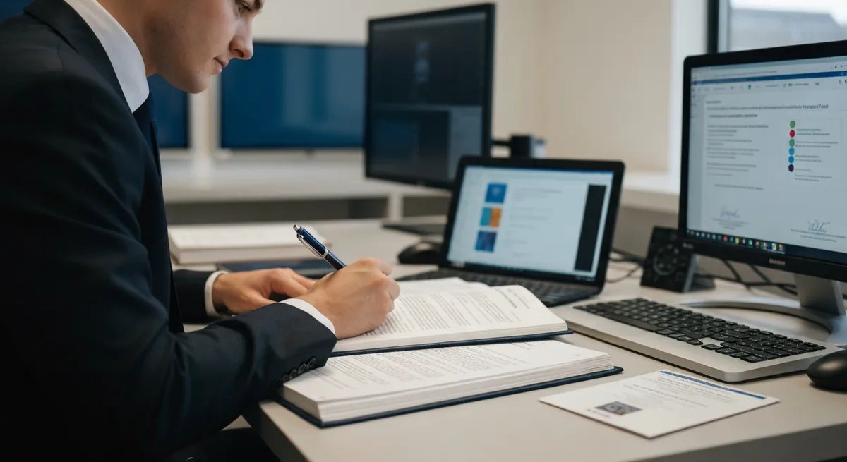 Woman Electronics Factory Worker Blue Work Coat Protective Glasses Is Assembling Laptops Motherboard With Screwdriver High Tech Factory Facility With Multiple Employees - International Society of Certified Electronics Technicians study guide