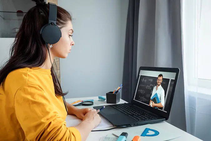 Online Education Concept Studying Science Laptop Modern Technologies - Online Educator Certification study guide