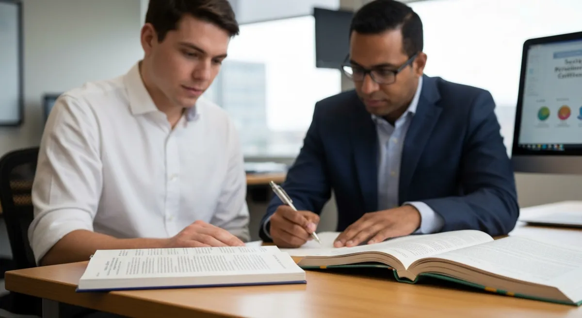 Two Workers Front Large White Oil Refinery X - Society of Petroleum Engineers Certification study guide