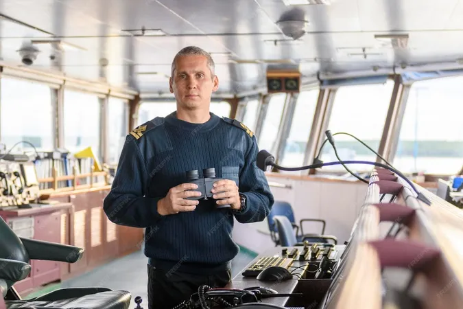 Deck Officer With Binoculars Navigational Bridge Seaman Board Vessel Commercial Shipping - Ship Security Officer study guide