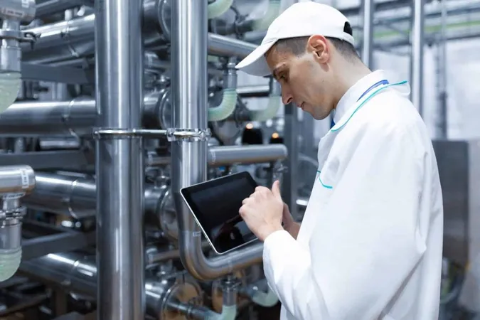 Technologist With Grey Tablet His Hands Make Set Up Production Line While Standing Department Dairy Factory X - Water Treatment Operator Certification study guide